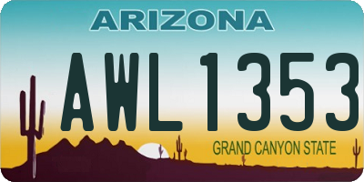 AZ license plate AWL1353