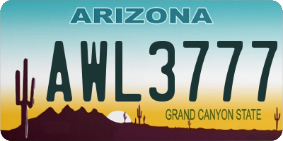 AZ license plate AWL3777