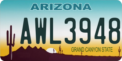 AZ license plate AWL3948