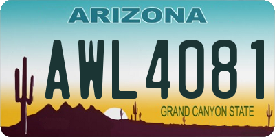 AZ license plate AWL4081