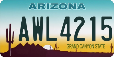 AZ license plate AWL4215
