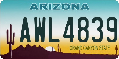 AZ license plate AWL4839