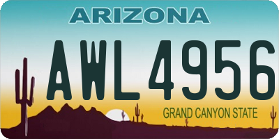 AZ license plate AWL4956