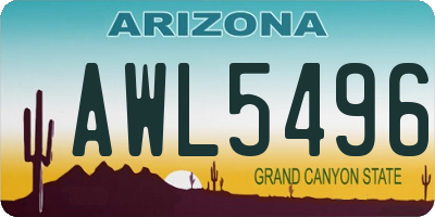 AZ license plate AWL5496