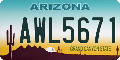AZ license plate AWL5671