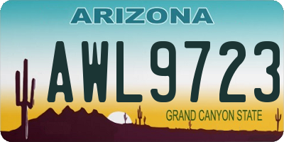 AZ license plate AWL9723