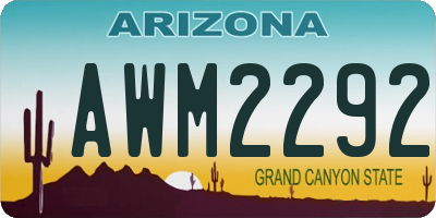 AZ license plate AWM2292