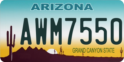 AZ license plate AWM7550