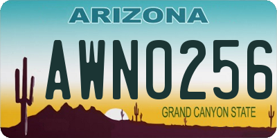 AZ license plate AWN0256