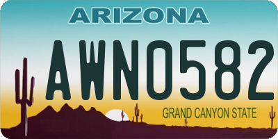 AZ license plate AWN0582