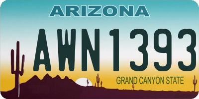 AZ license plate AWN1393