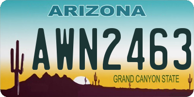 AZ license plate AWN2463