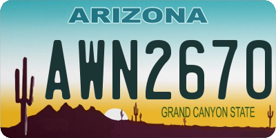 AZ license plate AWN2670