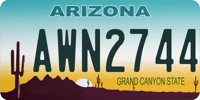 AZ license plate AWN2744