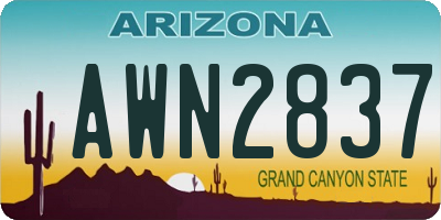 AZ license plate AWN2837