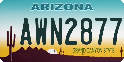 AZ license plate AWN2877