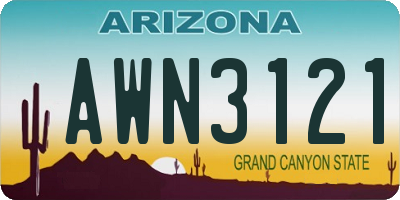 AZ license plate AWN3121