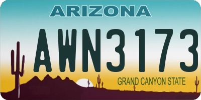AZ license plate AWN3173