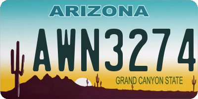 AZ license plate AWN3274