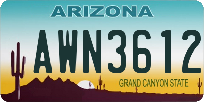AZ license plate AWN3612