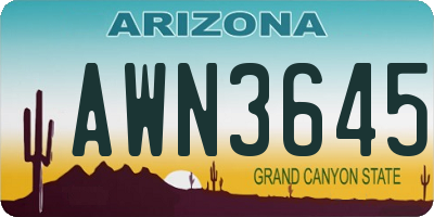 AZ license plate AWN3645