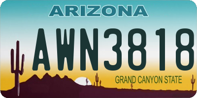 AZ license plate AWN3818