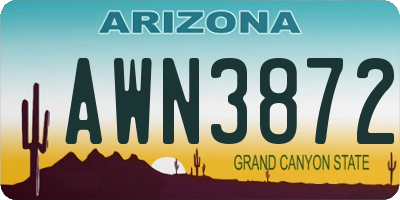 AZ license plate AWN3872
