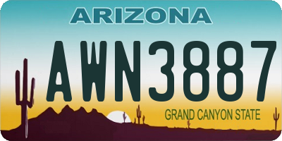 AZ license plate AWN3887