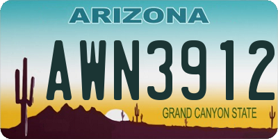 AZ license plate AWN3912
