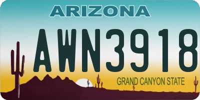 AZ license plate AWN3918