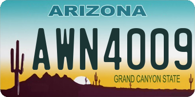 AZ license plate AWN4009