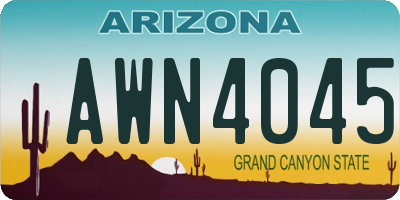 AZ license plate AWN4045