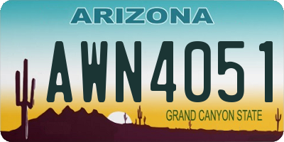 AZ license plate AWN4051