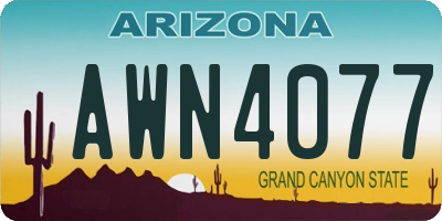 AZ license plate AWN4077