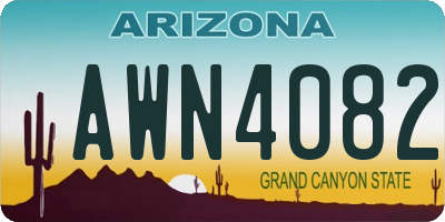 AZ license plate AWN4082