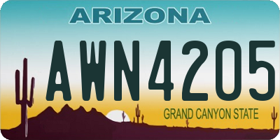 AZ license plate AWN4205