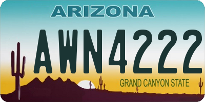 AZ license plate AWN4222