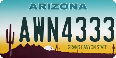 AZ license plate AWN4333