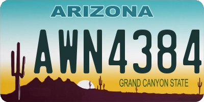 AZ license plate AWN4384