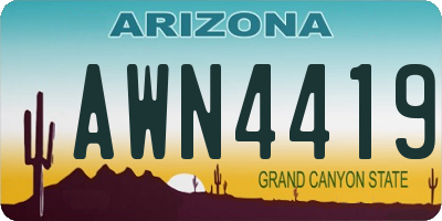 AZ license plate AWN4419