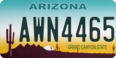 AZ license plate AWN4465