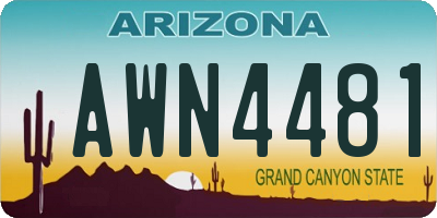 AZ license plate AWN4481