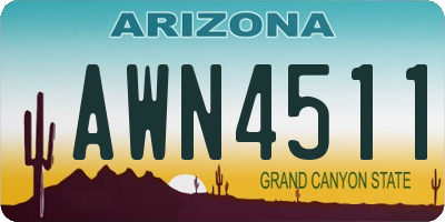 AZ license plate AWN4511