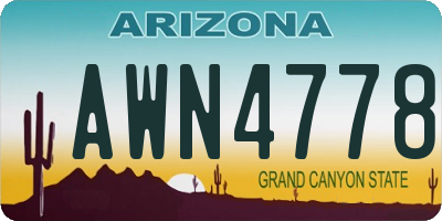 AZ license plate AWN4778