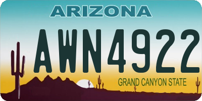 AZ license plate AWN4922
