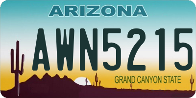 AZ license plate AWN5215