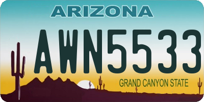 AZ license plate AWN5533