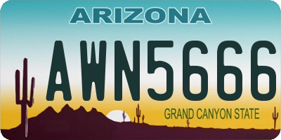 AZ license plate AWN5666