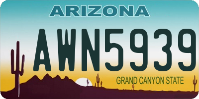 AZ license plate AWN5939