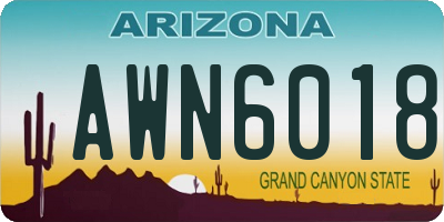 AZ license plate AWN6018